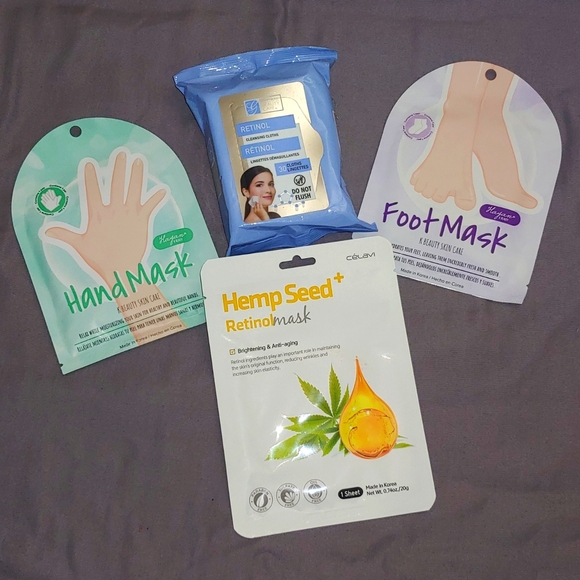 NWT HAND MASK * FOOT MASK * RETINOL MASK & CLEANSING WIPES - Picture 1 of 6